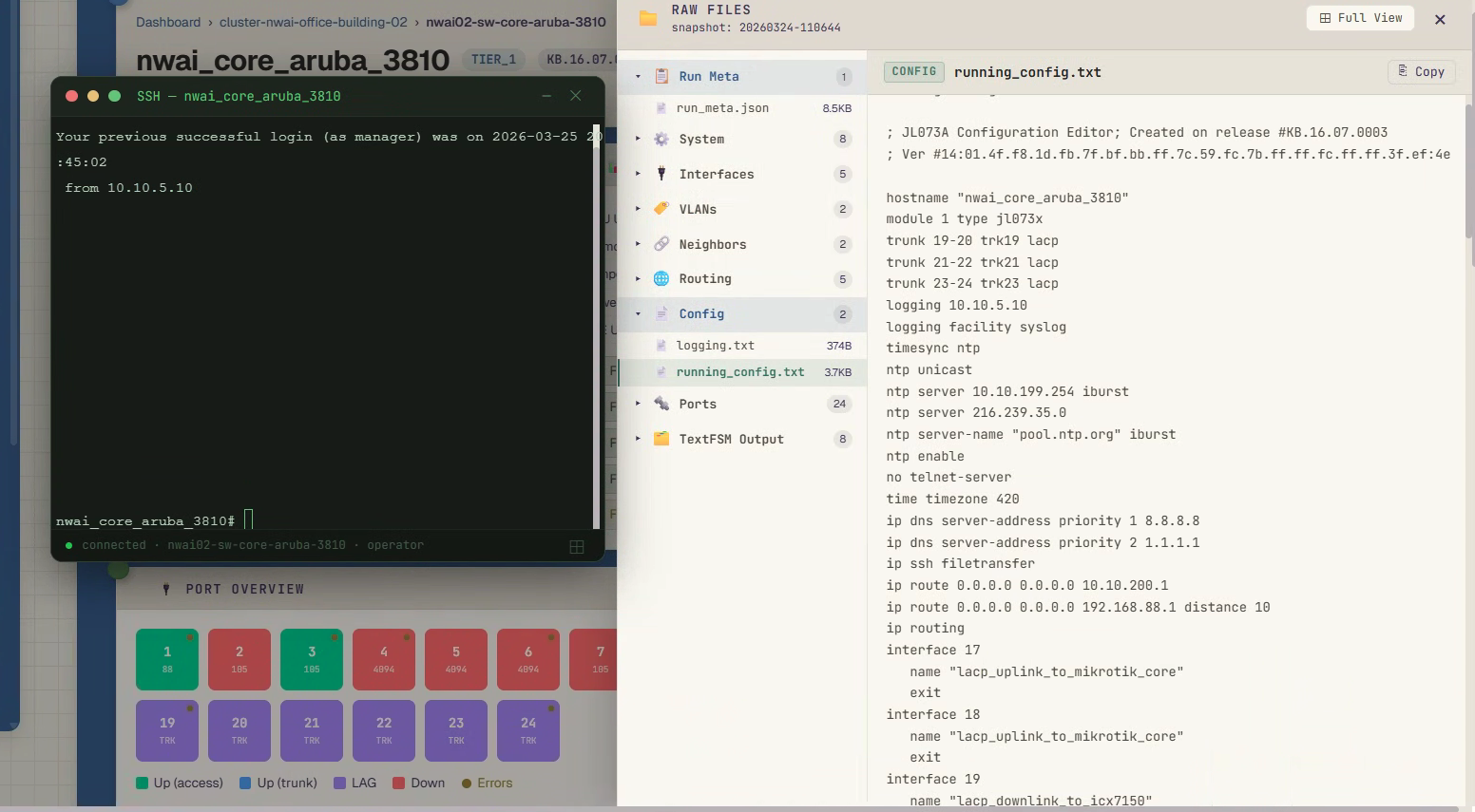 Argus raw files and ssh screenshot